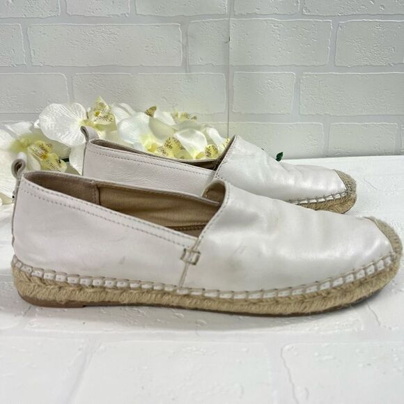 Sam Edelman Womens Espadrille Size 6.5 White Leather Slip on - Picture 2 of 15